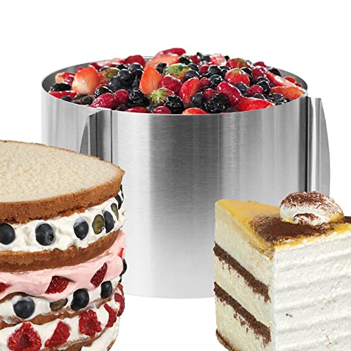 Foto von wenco verstellbarer Tortenring mit Skala, 15cm Höhe, verstellbarer Kuchenring mit 16-30cm Durchmesser, hitzebeständiger Backrahmen rund, Backzubehör aus Edelstahl