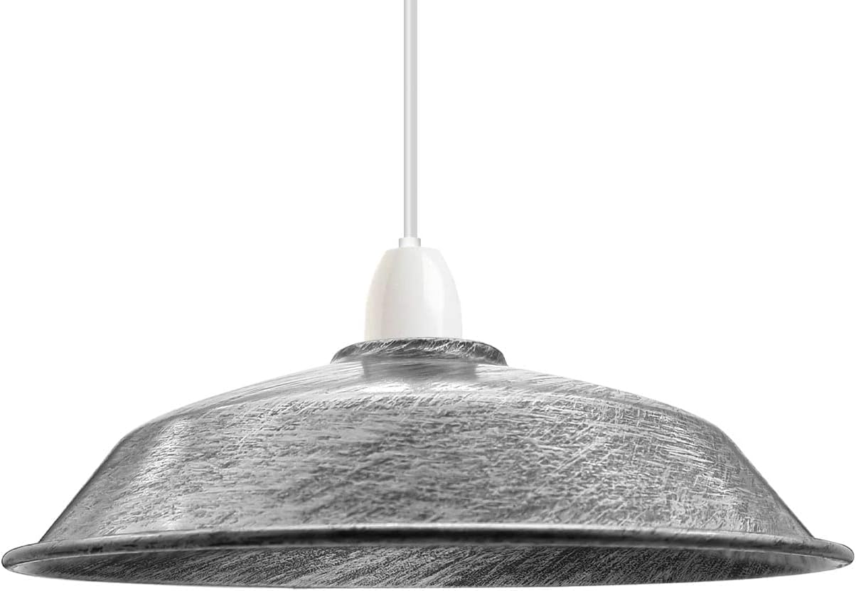 36cm Metal Brushed Silver Pendant Lampshade Easy Fit — image 1
