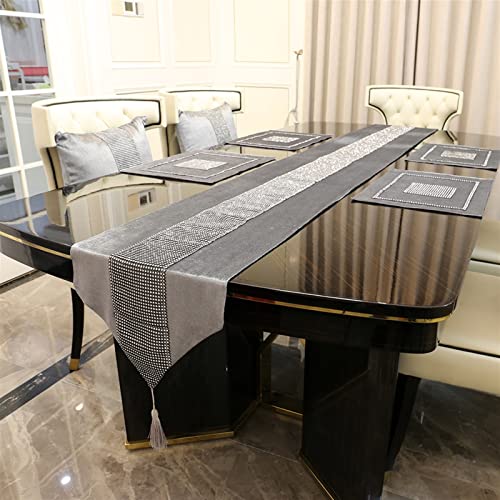 XQLSRJ Élégant et Luxueux Coureur de Table de Luxe avec Strass Fait à la Main European Tasseled Flannel Table Runner Fournitures de Fête Fournitures Taie d'oreiller Cadeaux de Vacances