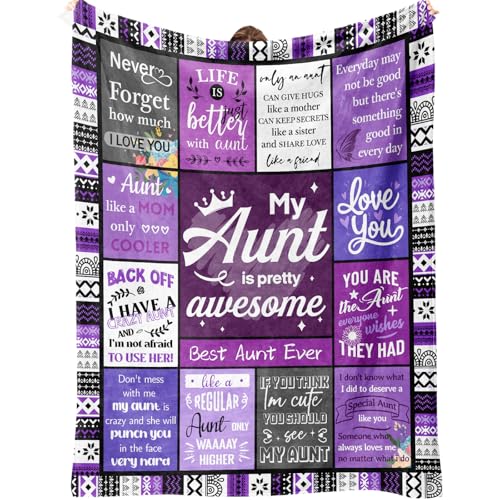 Ueedklaayy Aunt Gifts Auntie Gift Ideas Gifts for Aunt from Niece/Nephew Auntie Birthday Gift Soft Throw Blankets 60X50