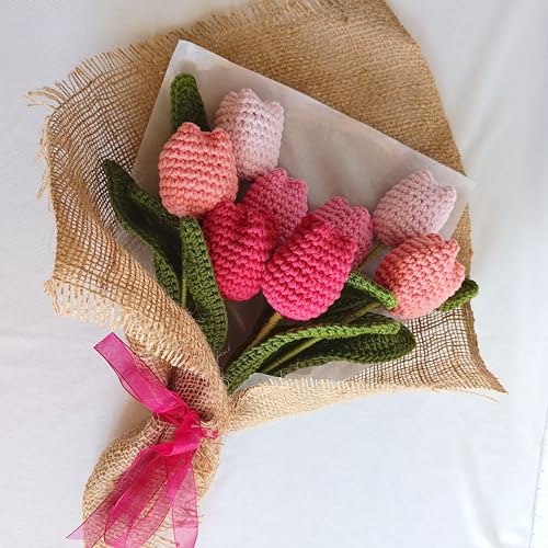 8pcs Artificial Crochet Flower Bouquet/Artificial Flowers Bunch/C...