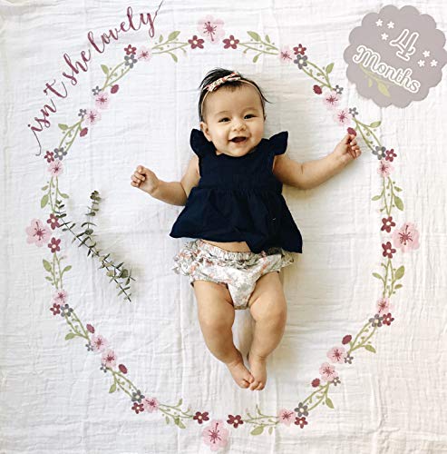 Image of lulujo Baby’s First Year Milestone Blanket and Card Set | 40in x 40in (Isn't She Lovely)
