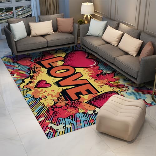 Carpette hippie coloré avec graffitis moderne antidérapant - 4