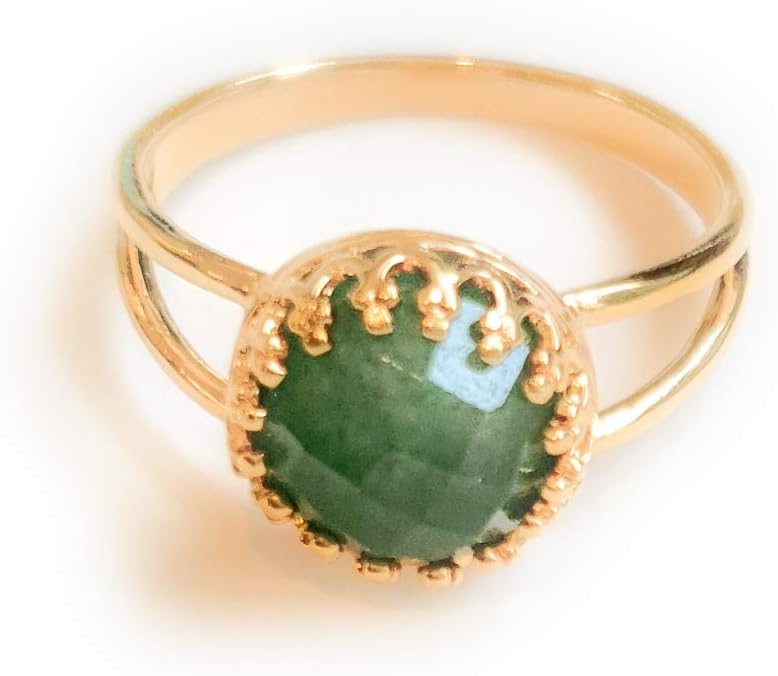 14k Gold Filled Jade Ring Gemstone Natural Stone Princess Setting