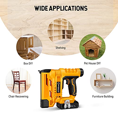 WORKSITE Cordless Brad Nailer/Stapler Kit with 1000pcs Nails and 1000pcs Staples for Home Improvement, Woodworking - Upgraded Version - Thumbnail 7