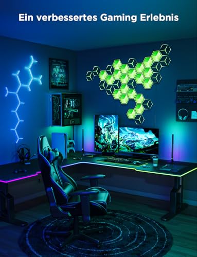 Image of Govee Glide Hexagon Light Panels Ultra, RGBIC 3D Wall Lights with DIY | 60 Scenes and 129 Lamp Beads, Upgraded Gaming Light for Gaming Room, Compatible with Alexa, 10 Pack Meteor Gray