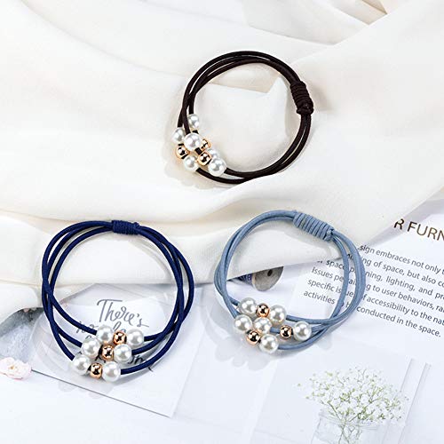 Ruihfas 10Pcs/Lot Korean Hair Accessories Multi Layer Hair Ring With Pearls Hair Rope Hairband #TOP4