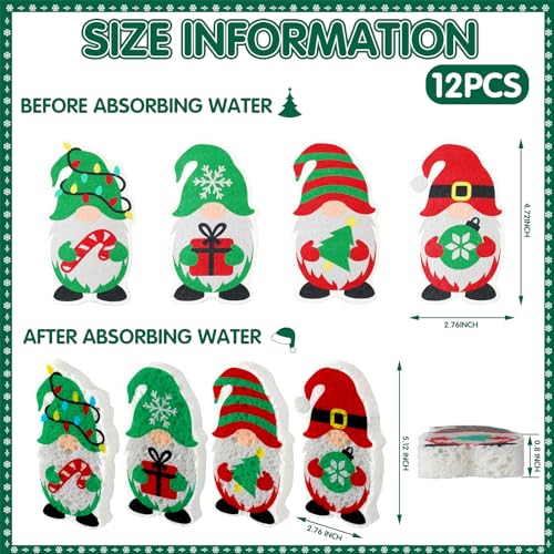 Image of Layhit 12 Pcs Christmas Dish Sponges Cute Kitchen Non Scratch Scrub Sink Sponges Wood Pulp Reusable Household Cleaning Cloth for Kitchen Dishes Furniture(Gnome)