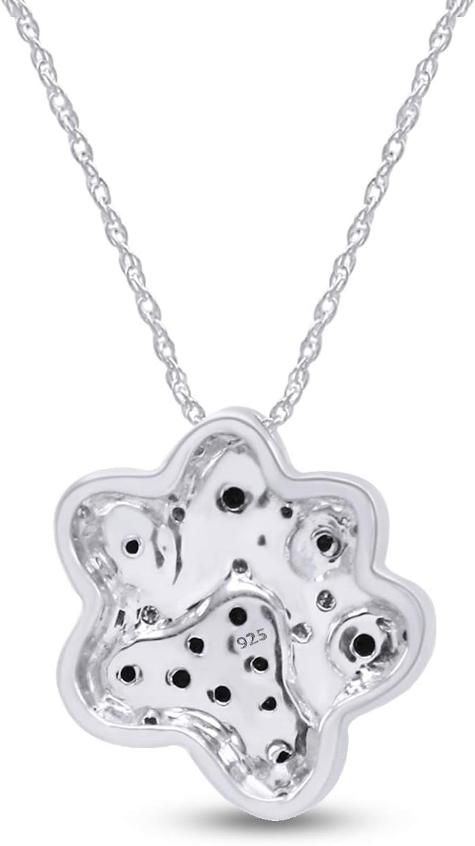 Jewel Zone US 0.1 Ct Black & White Natural Diamond Dog Paw Pendant Necklace in 14k Gold Over Sterling Silver - Image 3