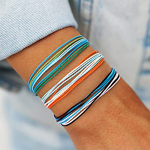 Yfstyle 12Pcs Summer Beach Surfer Wave Bracelets Adjustable Handmade Waterproof Braided String Beaded Anklets Starfish Turtle Infinity Ankle Bracelets For Women Girls Boho Jewelry For Summer-12Pcs B #TOP3