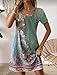 GRMLRPT Damen Kurzarm Rundhals Kleid Bohemian Blumen Sommerkleider MiniKleid Blumendruck Lose Tunika Freizeitkleid(Grün,XL)