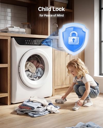 image for Temprium 3.5 Cu.Ft Portable Dryer for Clothes, 8 Drying Programs, 1400