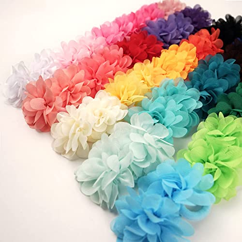 50Pcs Baby Girls Hair Ties 2Inch Chiffon Flower Hair Bows Rubber Bands Hair Ties Soft Elastics Ponytail Holders Hair Accessories For Infants Toddlers Kids Children Set Of 25 Pairs #TOP5