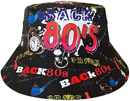 80s/90s Bucket Hat for Men Women, 80s 90s Outfit Accessories, Packable Reversible Sun Hat, 100% Polyester Material (80s Violin)
