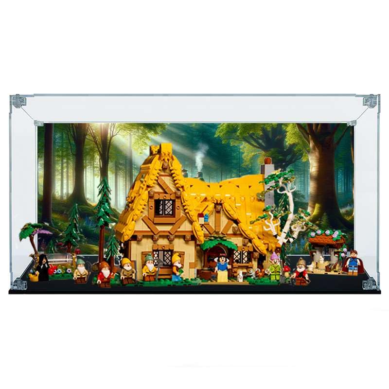 Ecometa – Boîtier en Plexiglass Arca Lite Compatible Lego® pour Set La Chaumière de Blanche-Neige et des Sept Nains (43242) | avec Fond Amovible