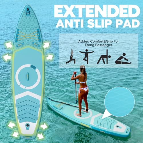 Image of Inflatable Paddle Board, Stand Up Paddle Board | Stable Design with Non-Slip Comfort Deck, Portable Travel Paddle Board