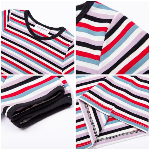 Image of Mud Kingdom Boys Girls T-Shirts Rainbow Stripe Cotton Unisex Top