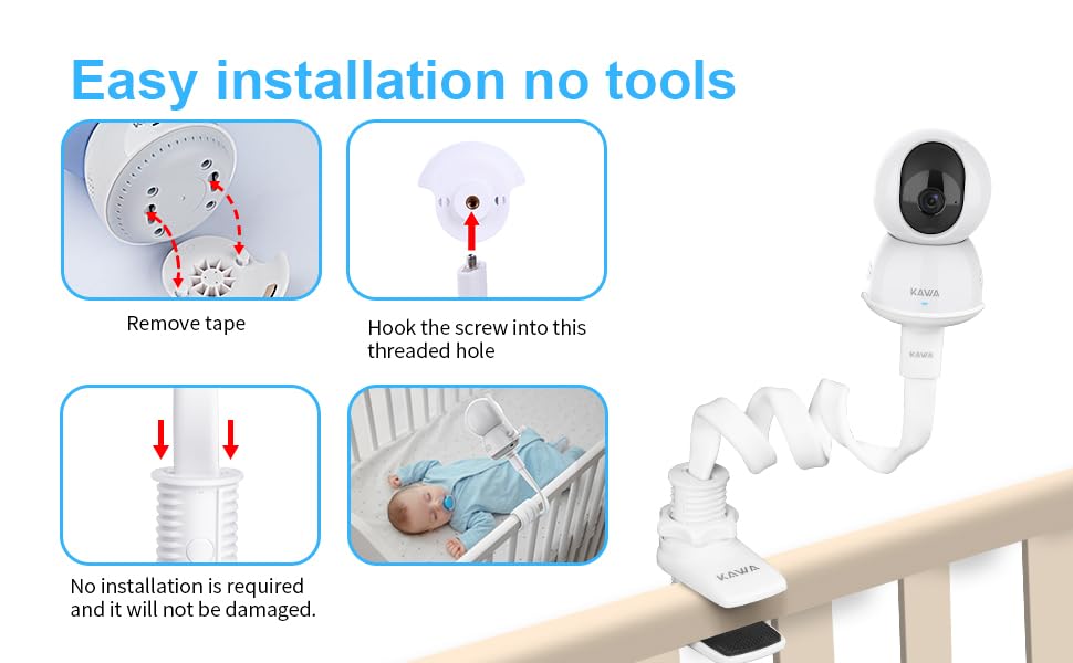 KAWA Baby Monitor Holder, Universal Baby Monitor Mount for Crib Flexible Baby Monitor Holder - Image 3