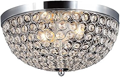 Elegant Designs FM1000-CHR 2 Light Elipse Crystal and Metal Flush Mount Ceiling Light, Chrome