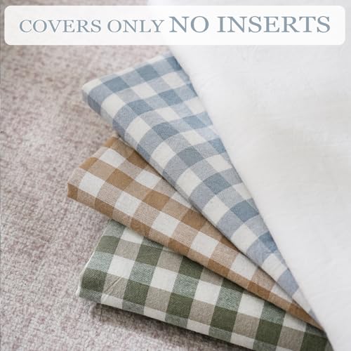 2 Pack Blue White Plaid Gingham Ruffle Pillow Shams Standard Size 20x26 inches, 100% Washed Cotton Checkered Farmhouse Pillow Covers for Bed/Sofa (26x20 inches,Blue/White Plaid)