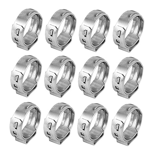 WOONEKY 50pcs Stainless Steel Single Ear Clamp Clamps Worm Gear Hose Clamp Worm Drive Hose Clip Drive Hose Clip for Gas Pipe Dryer Hose Clamp Adjustable Worm Drive Clamp Tube Clamp Silver