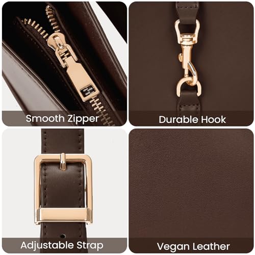 Image of JQWSVE Shoulder Bags for Women Burgundy Purse Trendy Small Handbag Faux Leather Shoulder Purse Everyday Bag