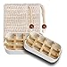 Widream 2 pcs Porta Sapone in Bambù con 2 pcs Sacchetto di Sapone Sisal, Portasapone in Legno Naturale di Bambù, Removibile, Esfoliante, per Bagno Lavello Cucina (Bianco)