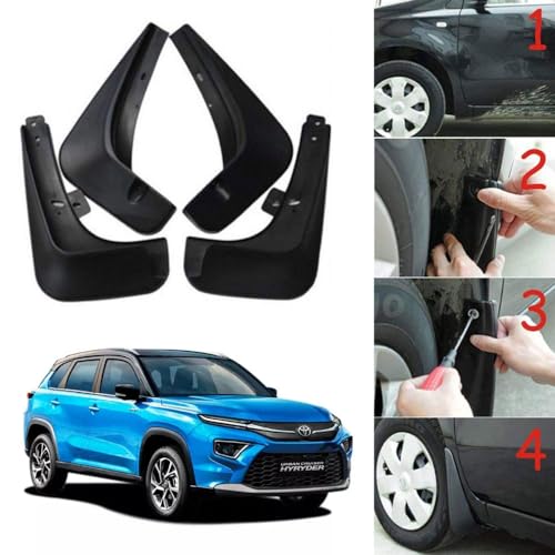 Image of Oshotto (O.E.M Fitting Cup Type) Mud Flap /Splash Guard Compatible with Toyota Hyryder 2022 (Set of 4)