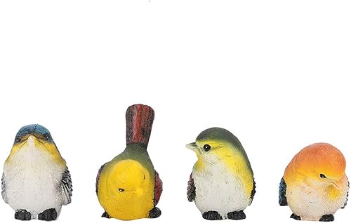 ViaGasaFamido Mini figura de pájaro de resina, adornos de estilo moderno, 2.8 x 2 pulgadas, juego de 4 esculturas de pájaro surtidas, figuras