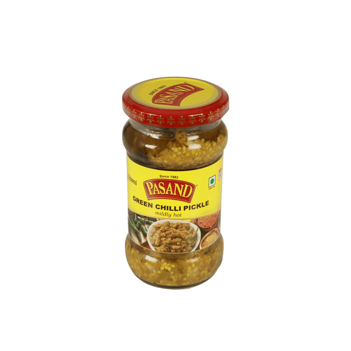 PASAND Green Chilli Pickle 280g | Hari Mirchi Ka Achar | mildly Hot & Spicy Green Chilli Pickle | Traditional Homemade Style Pickle | with mustard 3