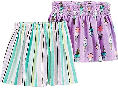 Carter's Little Girls Two-Piece Skort Set (Striped/Purple Ice Cream Cone, 3T)