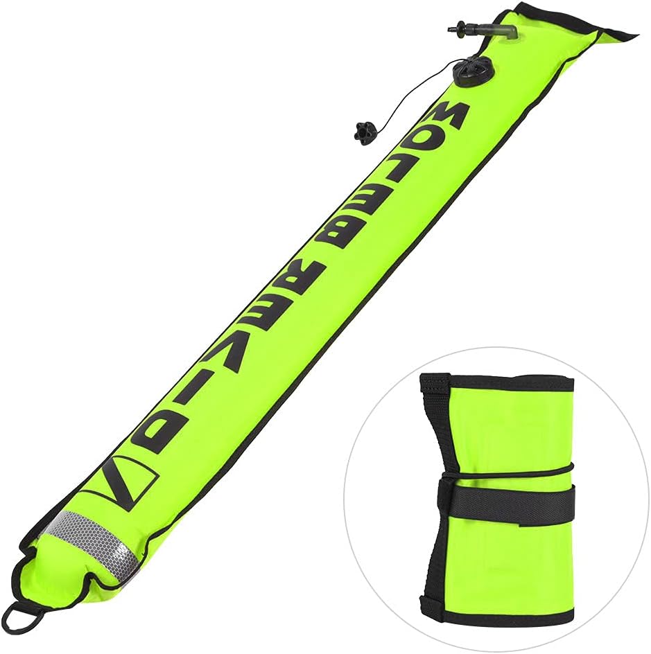 Agatige Surface Marker Buoy, 6FT High Visibility Inflatable Scuba Diving SMB Signal Tube with Reflective Strip Freediving Safety Sausage Float Accessory for Diver Underwater Sports