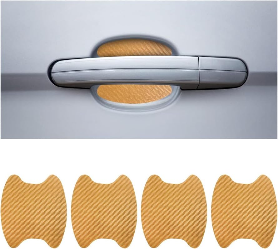 SBE- (Golden) Car Door Handle Protective Films Auto Door Handle Cup Scratch Protection Films Car Accessories Exterior Protection, Anti Collision Scratches Protector Compatible with Sail