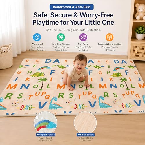 Image of TARKAN Extra Thick Reversible Baby Play Mat For Hard Floor, BIS Safety Certified, BPA Free Foldable Foam Crawling Mat (6.5x4.5 ft, 8mm Thickness) ABCD - Circus