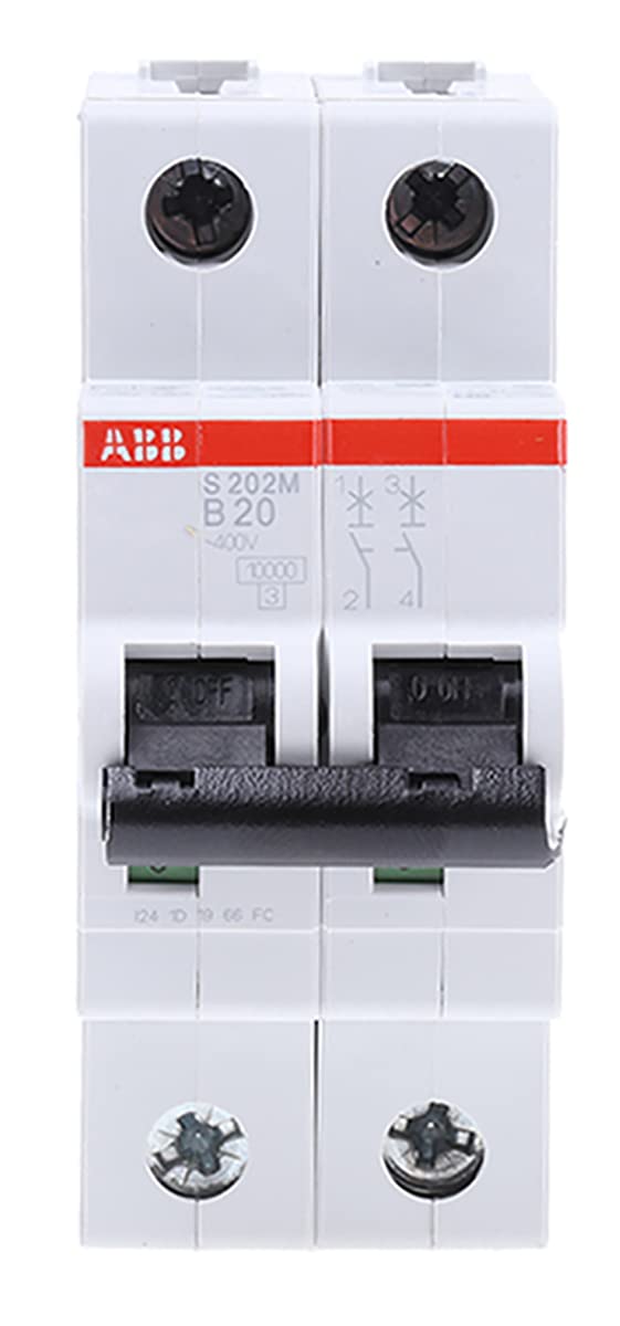 Interrupteur ABB S202M B20 protège vos appareils ménagers 2P 10 kA 20A