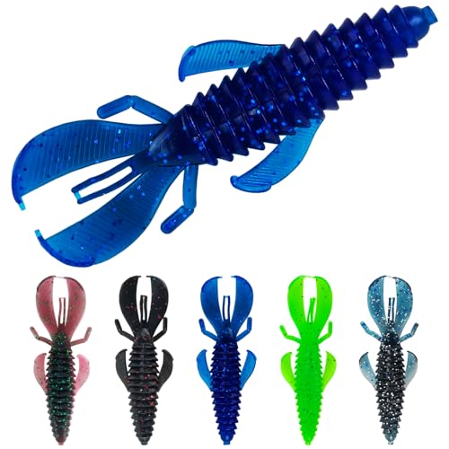 L PATTERN 50Pcs Crawfish Lure Creature Baits Fishing Soft Plastic Lure with Box for Bass Walleye Trout Freshwater and Saltwater