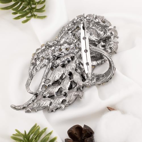 Image of LAXPICOL Vintage Clear Austrian Crystal Elegant Flower Bouquet Wing Brooch for Women