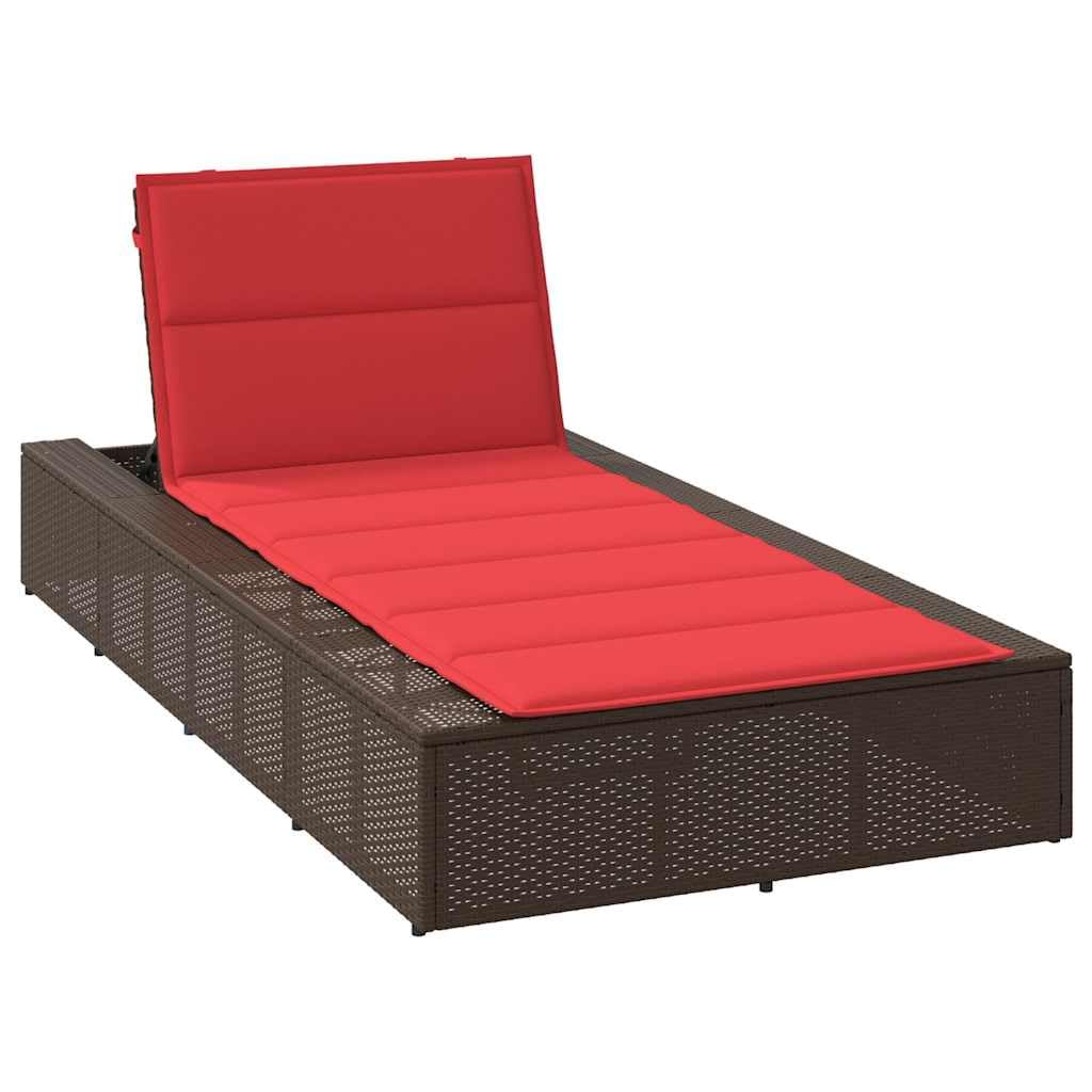 Tumbona flotante marrón de poliratán, respaldo ajustable con 3 posiciones, marco de acero pulverizado, muebles de jardín resistentes a la intemperie