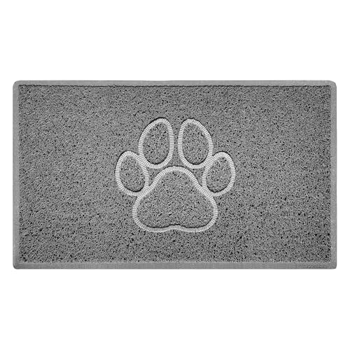 Nicoman Paw Embossed Shape Indoor Outdoor Dirt-Trapper Door Mat Washable Barrier Heavy Duty Doormat - (Watertight Rubber-Back, Medium, Grey, 75 x 44cm)