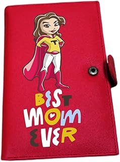 محفظة جلد للنساء - جلد صناعي - احمر - طباعة على جانب واحد - تصميم الام - افضل ام على الاطلاق - هدية عيد الام - نحن نطبع هديتك