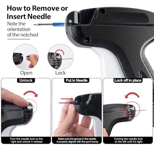 ilauke Etikettierpistol Heftpistole Etikettiermaschine, Marke Tags Label Tagging Gun mit 5 Ersatznadeln+2000 Heftfäden für kleidung preisschilder Etiketten Preis Marke Tags Schild Label Hut, Schwarz