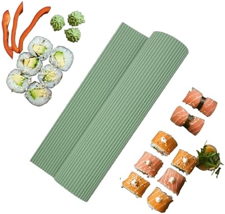 Silicone Sushi Rolling Mat Kimbap Roller Dishwasher Safe BPA Free Nonstick Washable Reusable Easy to Clean DIY Sushi Roll Mats Made in Korea (Green)