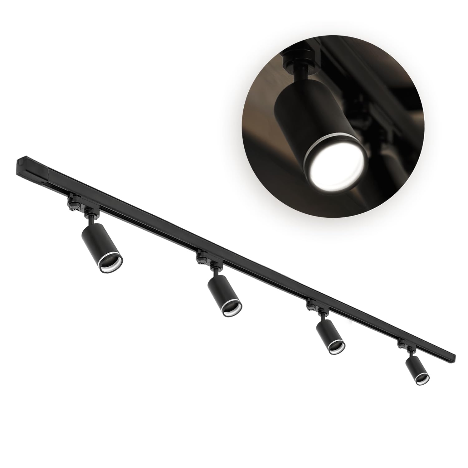 NEXTRACK 3-Phasen-Schienen-Set Komplett-Set 4x GU10 Lampe 2m Schienensatz Schwarz