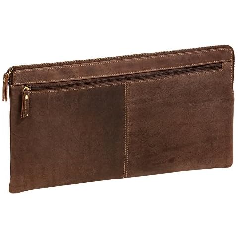 LEAS Banktasche & Geldtasche extra groß im Vintage-Style Echt-Leder Cover