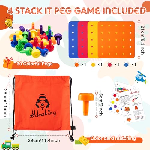 Image of Toddler Peg Boards Montessori Stacking Toys,Red,Yellow,Blue,Orange