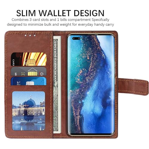 Image of Amazon Brand - Solimo Flip Leather Mobile Cover (Soft, Flexible & Kickstand Back case) Compatible for Tecno Phantom X 4G (Brown)
