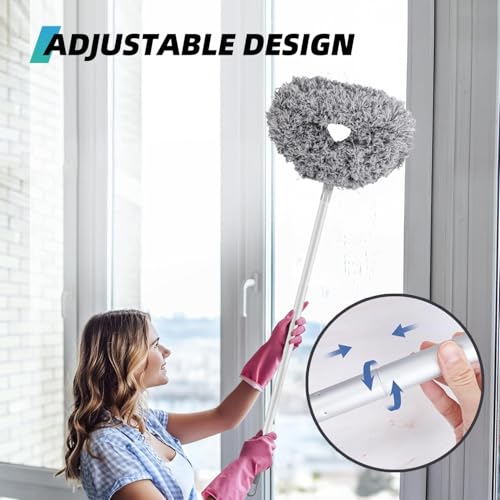 Image of DRQ Ceiling Fan Cleaner Duster, Reusable Microfiber Duster with Extension Pole, 13 to 48 Inch Fan Blade Cleaner, Removable Dusters for Cleaning Walls Bookshelves Door Window Top (Grey)