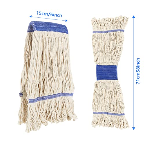 Image of CertBuy 6 Pack Mop Head Replacement, Mop Heads Commercial Replacement Heavy Duty String Mop Refills Mop Head Replacement for Home Industrial and Commercial Use Cleaning (White)
