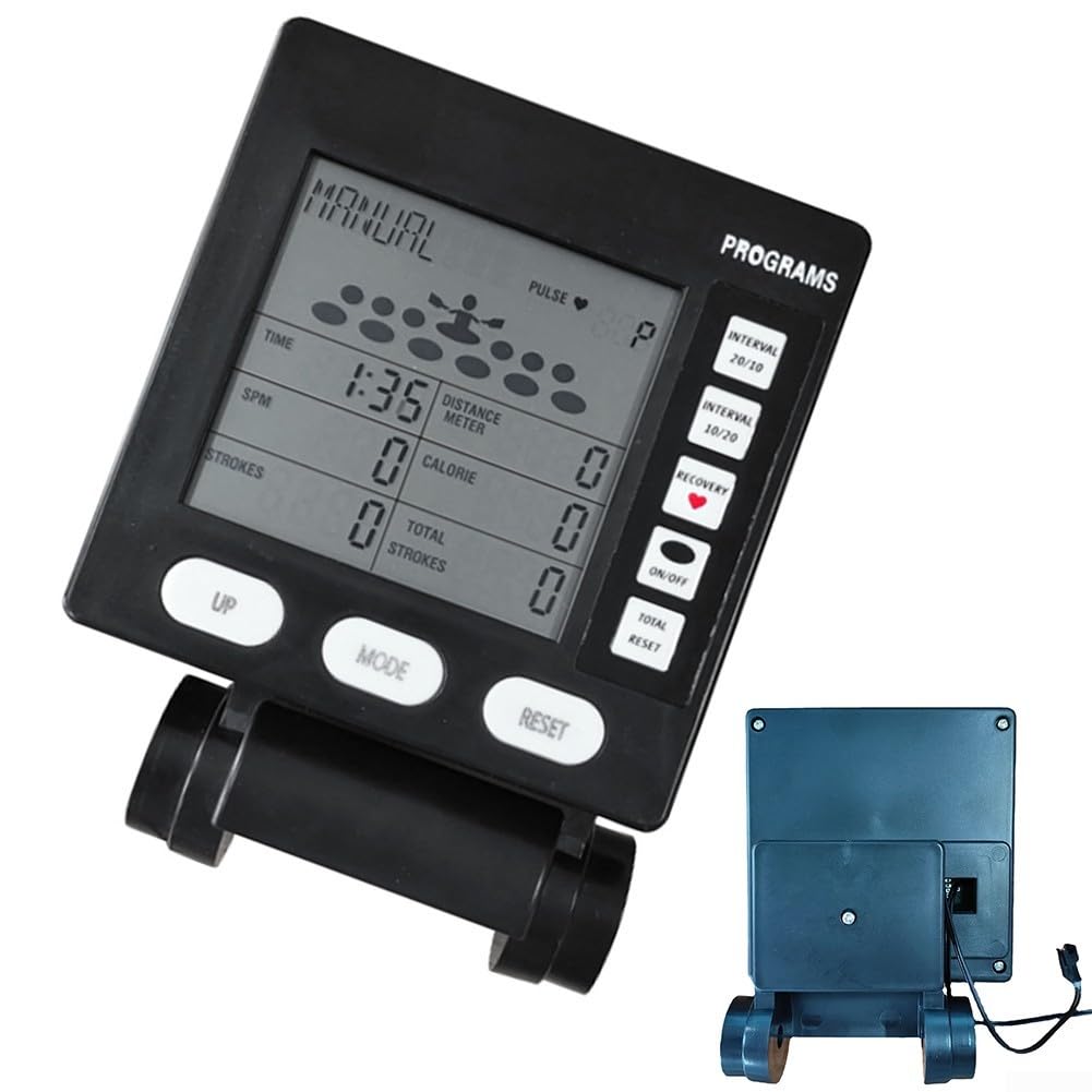 Vootnifig Multifunction Rowing Machine Counter Speedometer LCD Display Monitor for Wind Resistance Rowers SM# Connector Wireless Connection