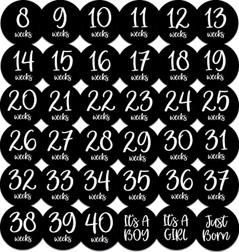 Image of Months In Motion Pregnancy Weekly Belly Growth Stickers - Week to Week Pregnant Expecting Photo Prop - Maternity Keepsake - Baby Bump - Large Set of 36 Weekly Photo Sticker